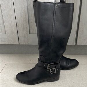 Women's Black Leather Riding Boots